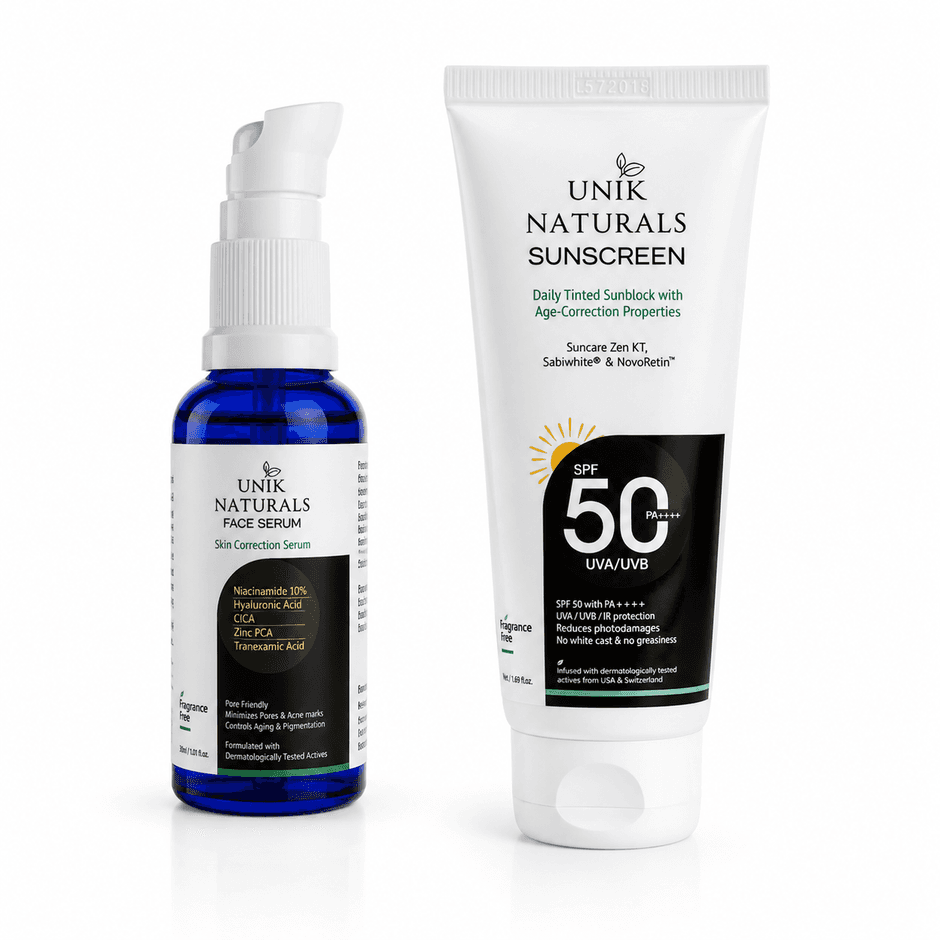 Unik Naturals Skin Clarifying Duo – Face Serum + Sunscreen (Acne Control
